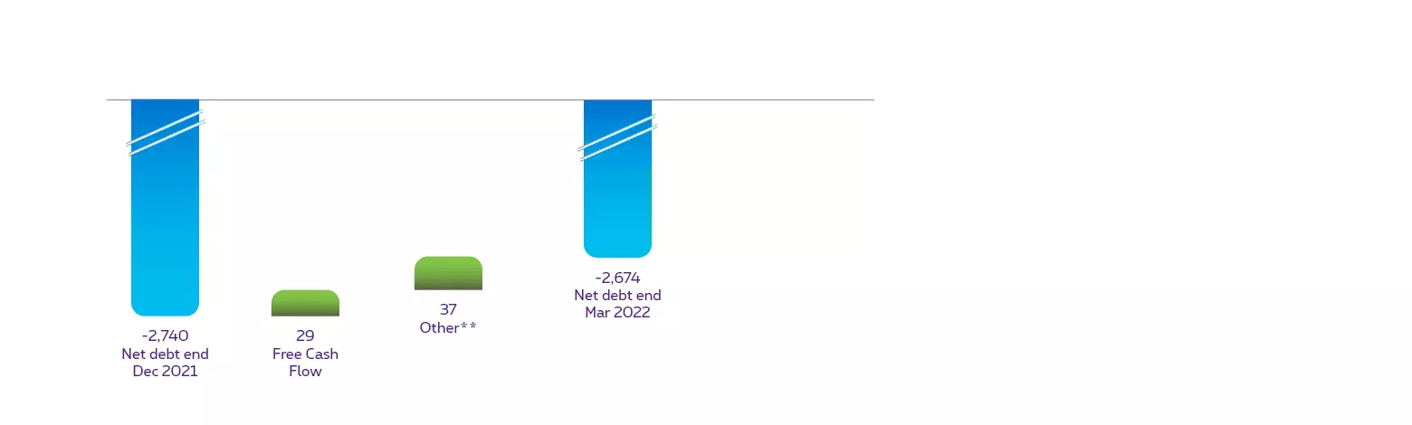 Net financial debt on 31 January 2019